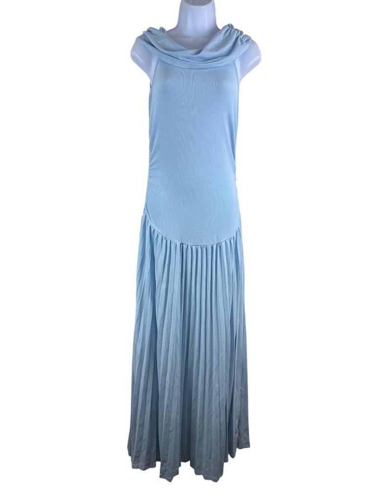 Lioness Field Of Dreams Maxi Dress Soft Blue Off Shoulder Pleated Medium Flaw — image 2 of 8